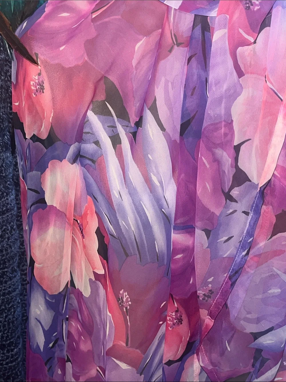 Floral Chiffon Scarf in Floral Watercolor Purple/pink- Women Accessoriesy S194